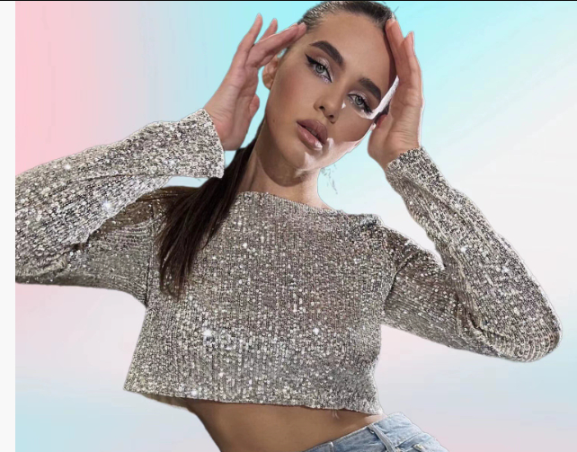 EB | Elegantes Pailletten-Cropped-Top