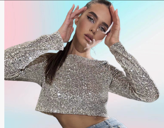 EB | Elegantes Pailletten-Cropped-Top