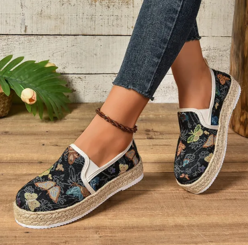Plattform Espadrilles mit Floralprint – Fleur EB