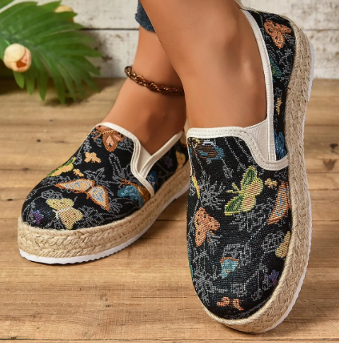 Plattform Espadrilles mit Floralprint – Fleur EB