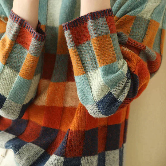 EB | Hoher Kragen Schachbrettpullover