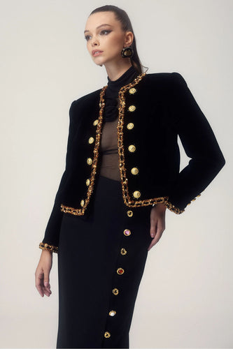 EB | Paillettenstickerei Samtjacket