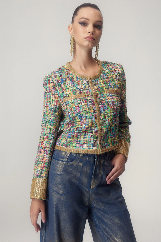 EB | Bedruckte Perlenverzierte Jacke