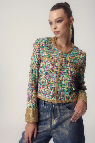EB | Bedruckte Perlenverzierte Jacke