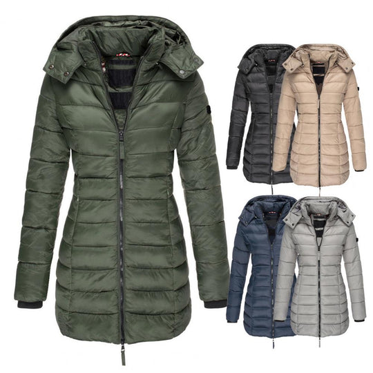EB | Warme Slimfit Winterjacke mit Kapuze Damen Winterjacke Regular Fit Belle Couture Essential Wärme