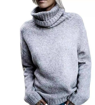 EB | Bequemer Oversized Grauer Cashmere Rollkragenpullover Ideal für den Winter