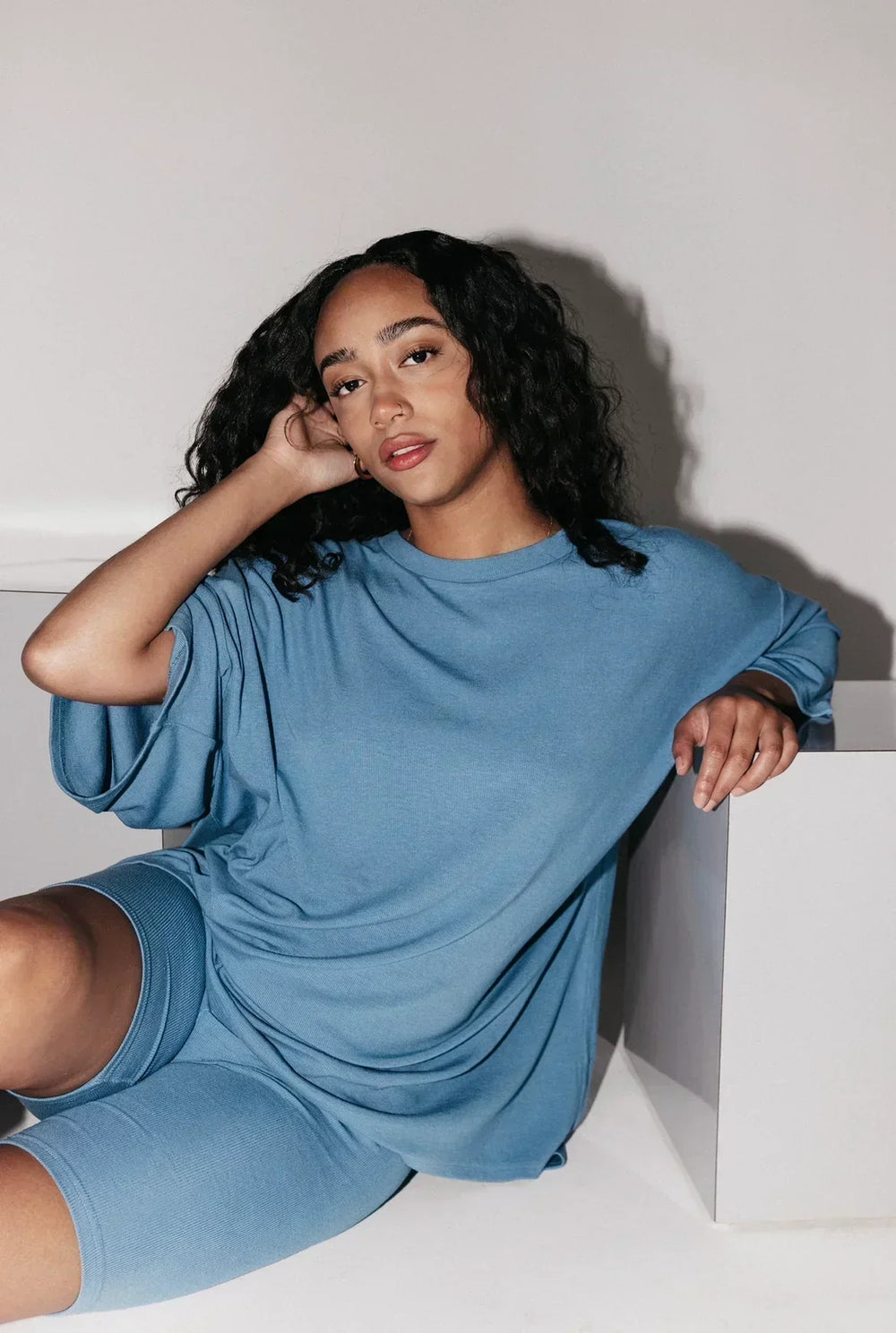 EB | Damen Lounge Set mit Oversized T-Shirt und Biker-Shorts