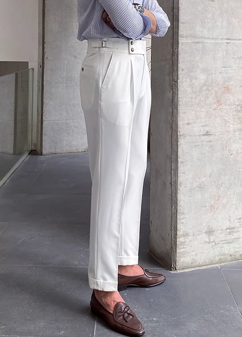 EB - Klassische Faltenhose mit Gürtelschlaufen