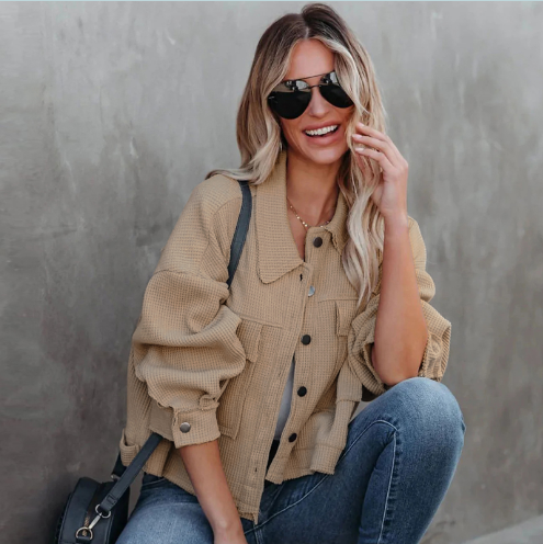 EB | Lässige Kurze Jacke Baumwolle Leicht und Trendy