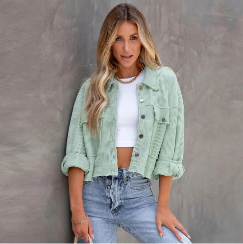 EB | Lässige Kurze Jacke Baumwolle Leicht und Trendy