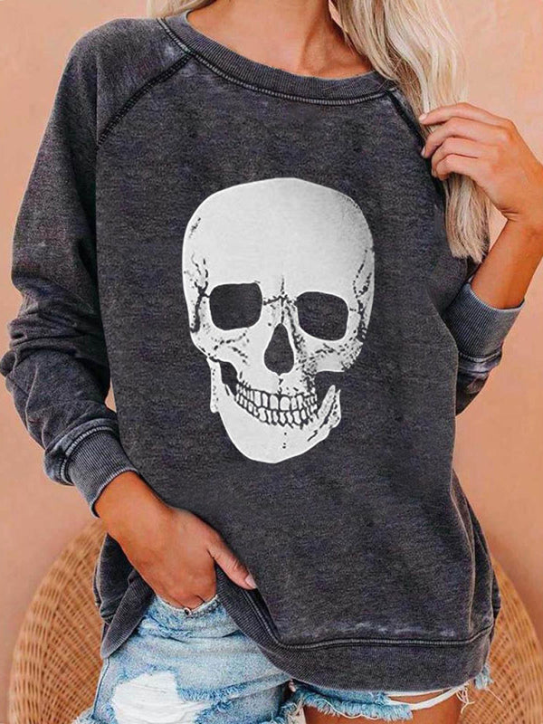 Heidi-Mode | Damen Raglanärmel Lose Halloween-Themen Druckoberteil