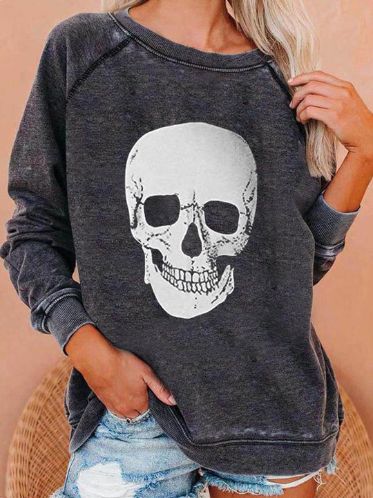Heidi-Mode | Damen Raglanärmel Lose Halloween-Themen Druckoberteil