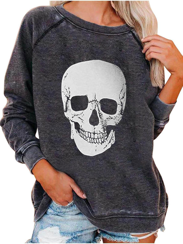Heidi-Mode | Damen Raglanärmel Lose Halloween-Themen Druckoberteil