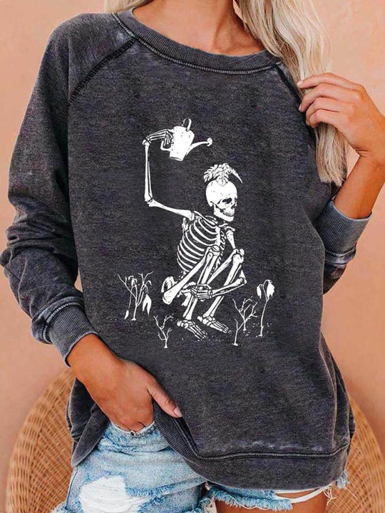 Heidi-Mode | Damen Raglanärmel Lose Halloween-Themen Druckoberteil