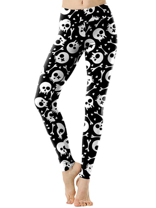 Heidi-Mode | Skull Print Yoga Leggings für Frauen