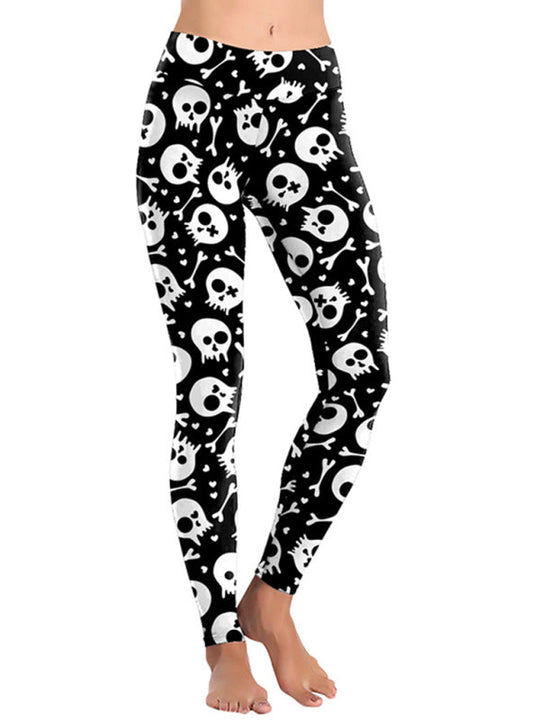 Heidi-Mode | Skull Print Yoga Leggings für Frauen