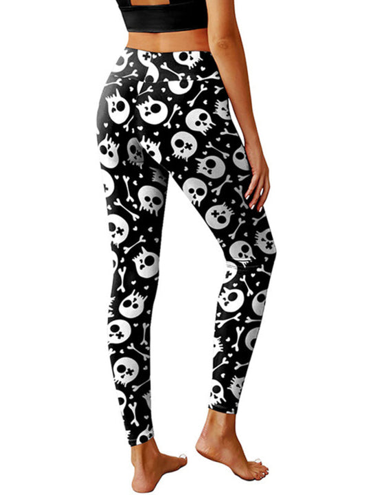Heidi-Mode | Skull Print Yoga Leggings für Frauen