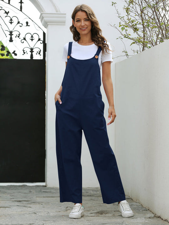 EB | Damen Gewebte Retro Lässige Lange Latzhose