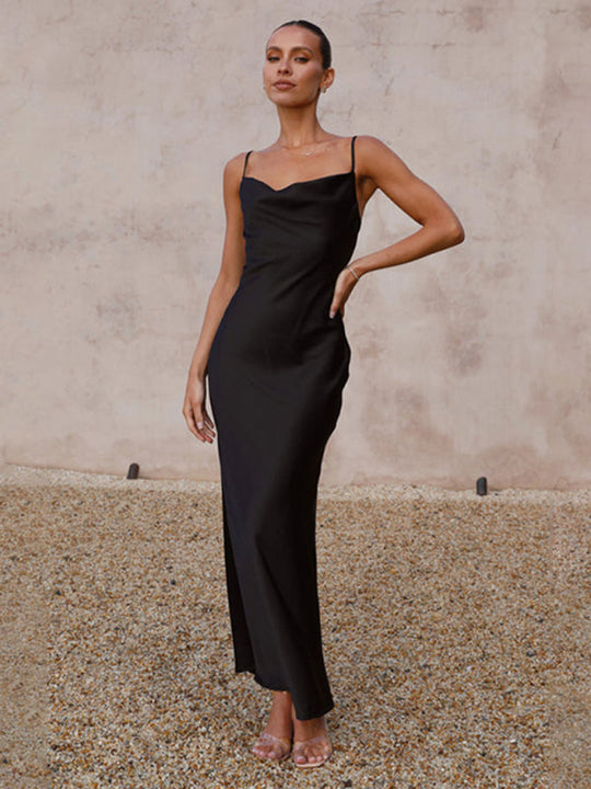 EB | Elegantes Satin-Kleid Für Anlässe Tagsüber Und Abends