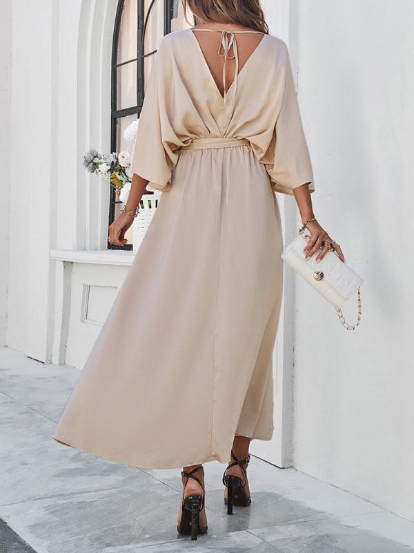EB | Damen Elegantes V-Ausschnitt Lockere Kleid