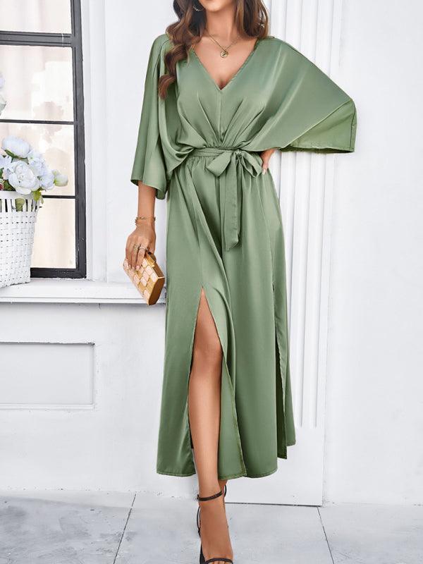 EB | Damen Elegantes V-Ausschnitt Lockere Kleid