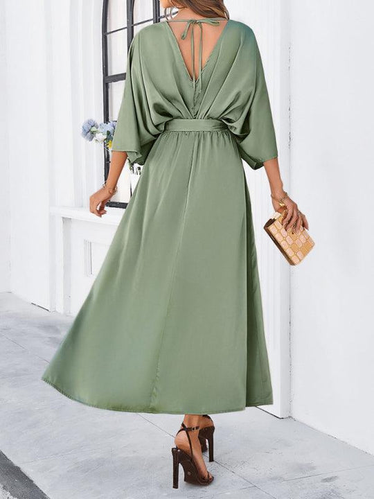 EB | Damen Elegantes V-Ausschnitt Lockere Kleid