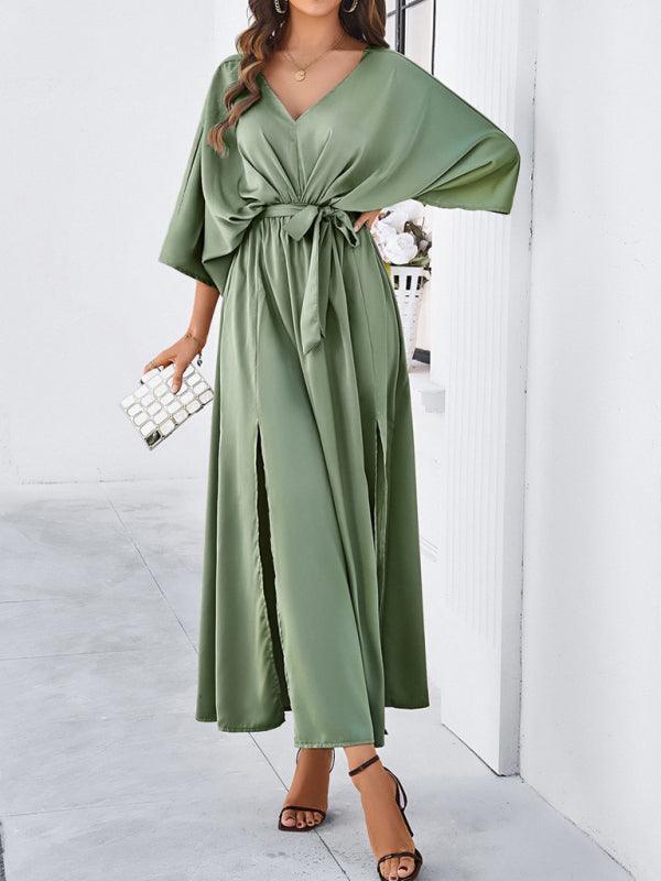 EB | Damen Elegantes V-Ausschnitt Lockere Kleid