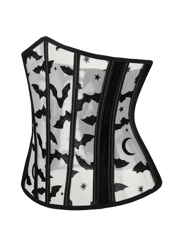 Heidi-Mode | Halloween Neue Bauchband Fischgrat-Flanell Fledermausdruck Korsett