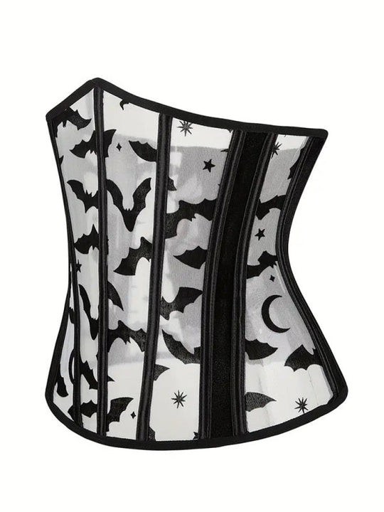 Heidi-Mode | Halloween Neue Bauchband Fischgrat-Flanell Fledermausdruck Korsett