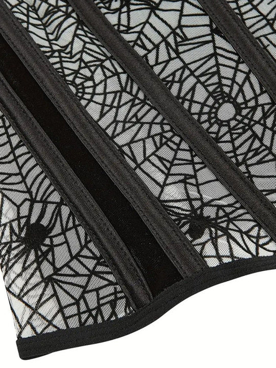 Heidi-Mode | Halloween Bauchband Fischknochen Formende Taillenband Spider Flocking Bedrucktes Formendes Taillenband