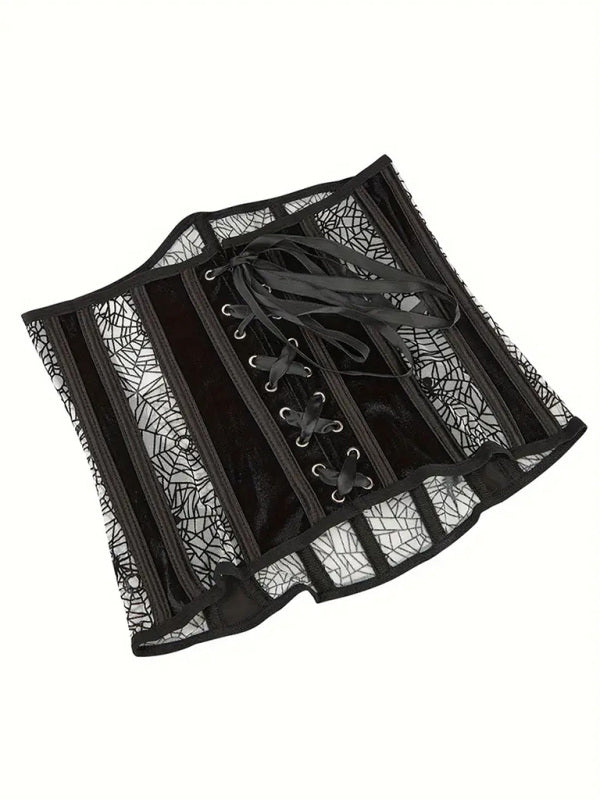 Heidi-Mode | Halloween Bauchband Fischknochen Formende Taillenband Spider Flocking Bedrucktes Formendes Taillenband