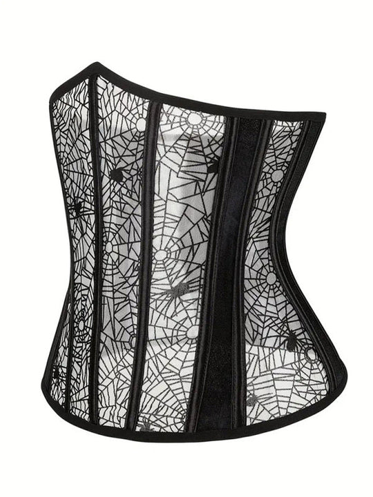 Heidi-Mode | Halloween Bauchband Fischknochen Formende Taillenband Spider Flocking Bedrucktes Formendes Taillenband