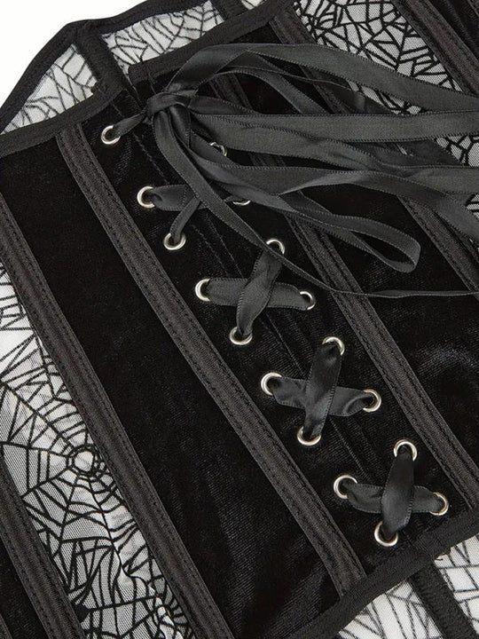 Heidi-Mode | Halloween Bauchband Fischknochen Formende Taillenband Spider Flocking Bedrucktes Formendes Taillenband