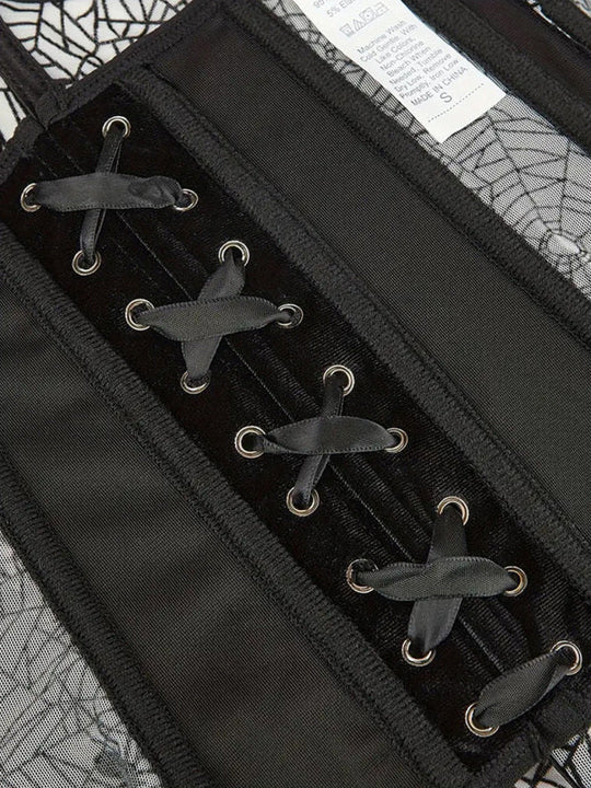 Heidi-Mode | Halloween Bauchband Fischknochen Formende Taillenband Spider Flocking Bedrucktes Formendes Taillenband