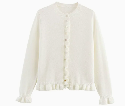 EB - Schicker Herbst-Cardigan mit Rüschen für Frauen