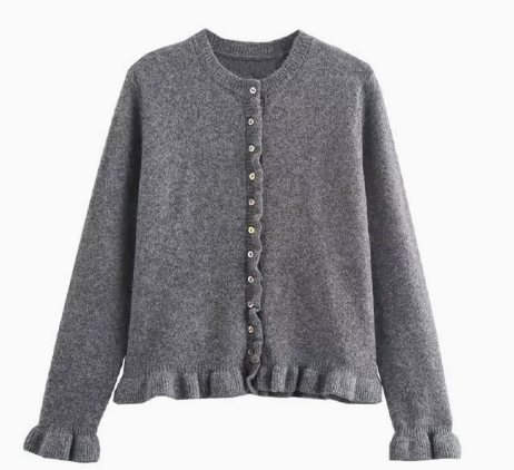 EB - Schicker Herbst-Cardigan mit Rüschen für Frauen