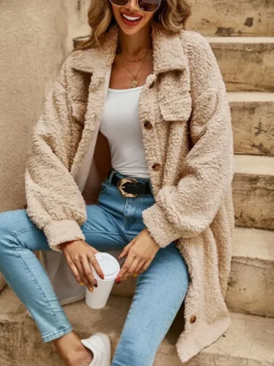 EB | Übergroßer Damen-Teddy-Mantel Winter