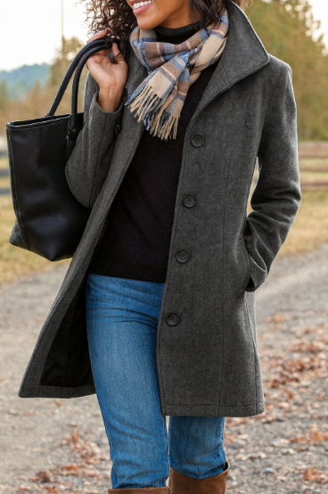 EB | Langer Trenchcoat Für Damen Im Winter Warm