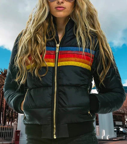EB | Damen Retro Colorblock Steppjacke