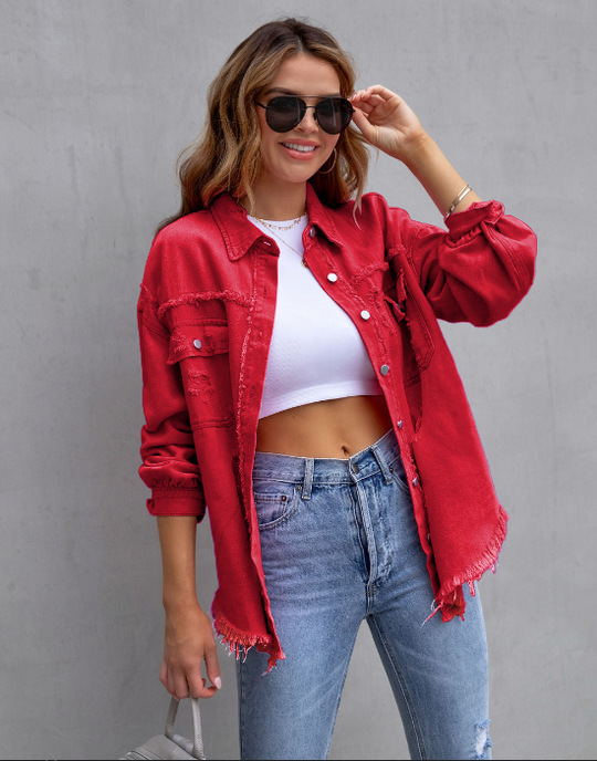 EB | Zerrissene Denimjacke in Übergröße