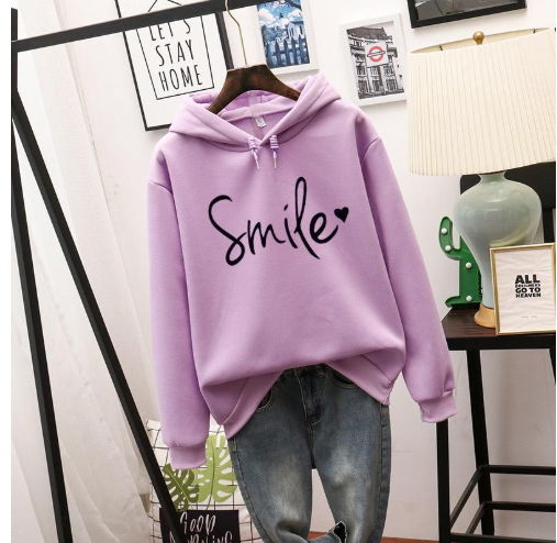 EB | Hoodie mit Druck Baumwollmischung Lässiger Stil