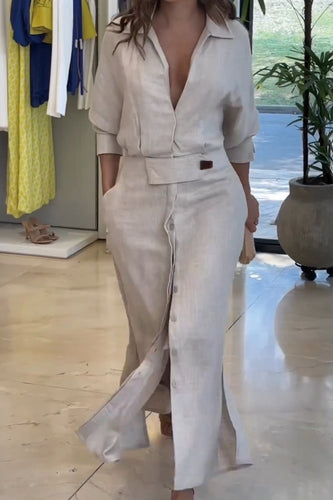 EB | Klassisches Leinen-Maxi-Kleid