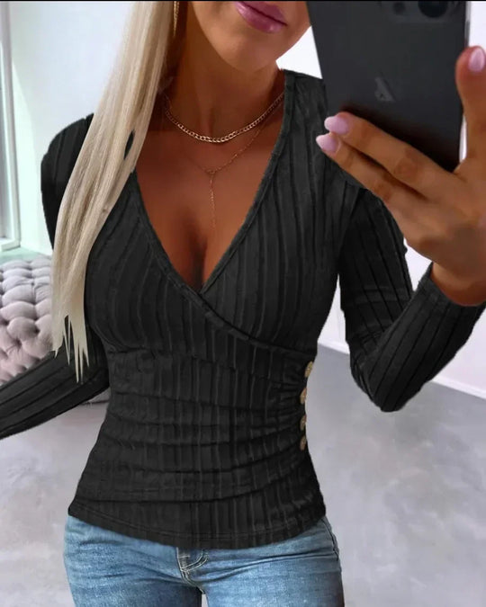 EB | Damen Strickpullover mit V-Ausschnitt und Taillierter Silhouette