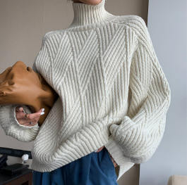 EB | Bequemer urbaner oversized Langarm Rollkragenpullover ideal für den Winter