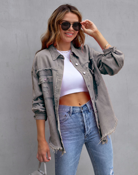 EB | Zerrissene Denimjacke in Übergröße