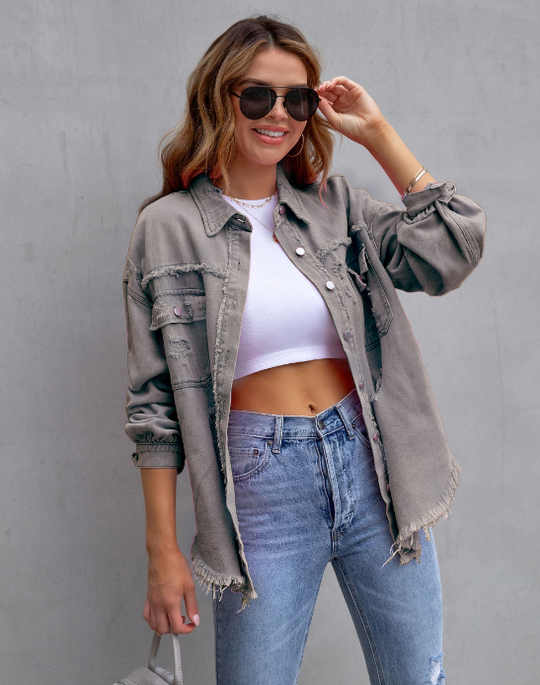 EB | Zerrissene Denimjacke in Übergröße