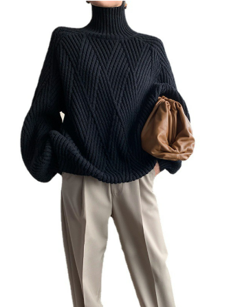 EB | Bequemer urbaner oversized Langarm Rollkragenpullover ideal für den Winter