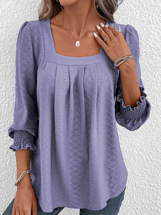 EB | Baumwollbluse Mit Eckigem Ausschnitt