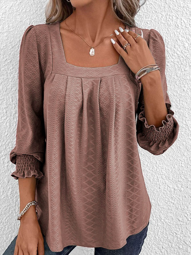 EB | Baumwollbluse Mit Eckigem Ausschnitt