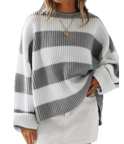 EB | Leicht gestreifter Strickpullover Ideal für den Winter